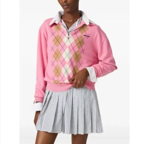Miu Miu Sweaters - Miu Miu argyle cashmere polo sweater